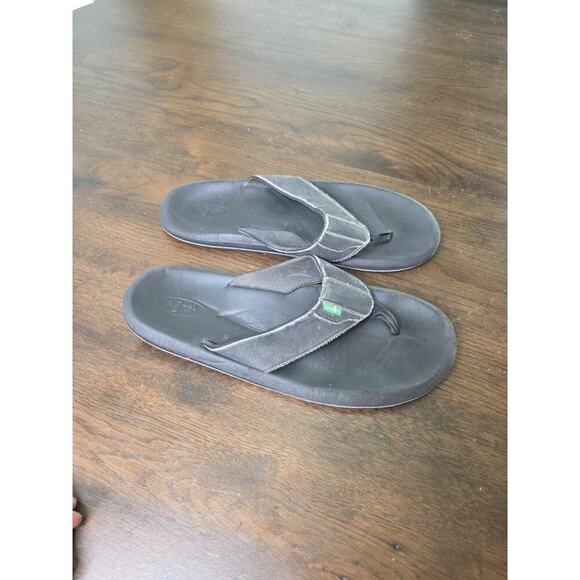 Sanuk Flip Flops Sandls Mens Size 12 Black Beer Cozy Thong Slip On Yoga CL 0810 - Picture 4 of 16